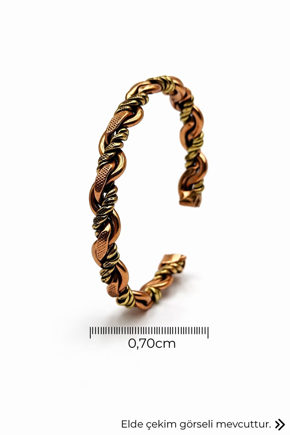 Okyanus Spiral Kabartmalı Ayarlanabilir Unisex Bakır Bileklik