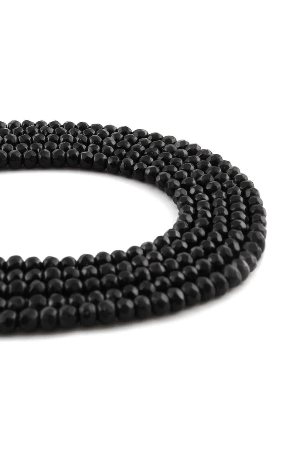 Onyx Natural Stone Globe Facet Cut 3mm String Of Beads
