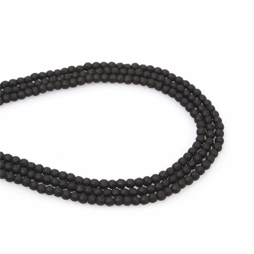 Onyx Natural Stone Matte Globe Facet Cut 4mm String Of Beads