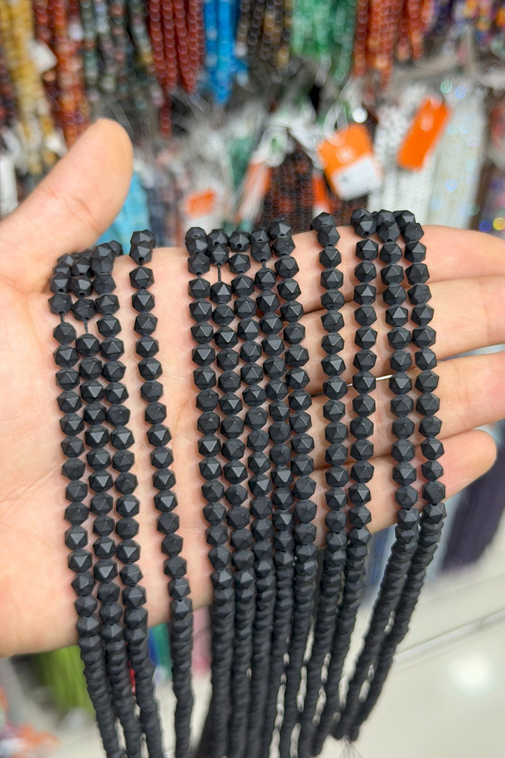 Oniks Taşı Hegzagonal Kesim Mat Siyah 6mm Doğal Taş Dizi [AA]