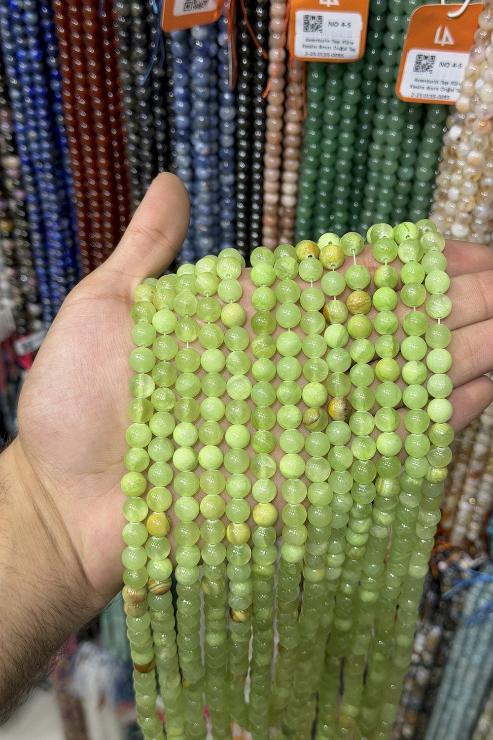 Oniks Taşı Küre Kesim Yeşil 8mm Doğal Taş Dizi