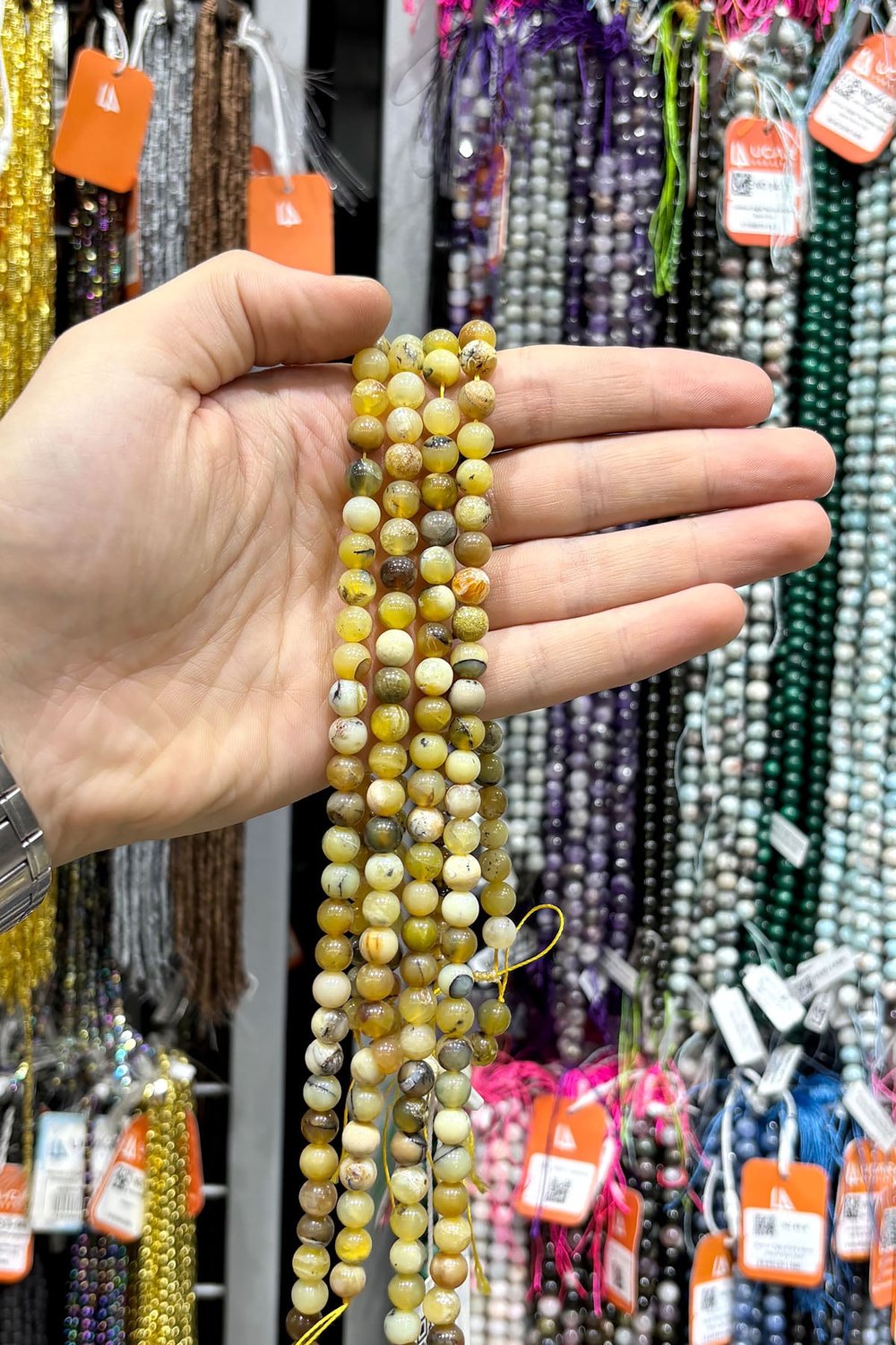 Opal Taşı Küre Kesim Parlak Sarı 8mm Doğal Taş Dizi [AA]