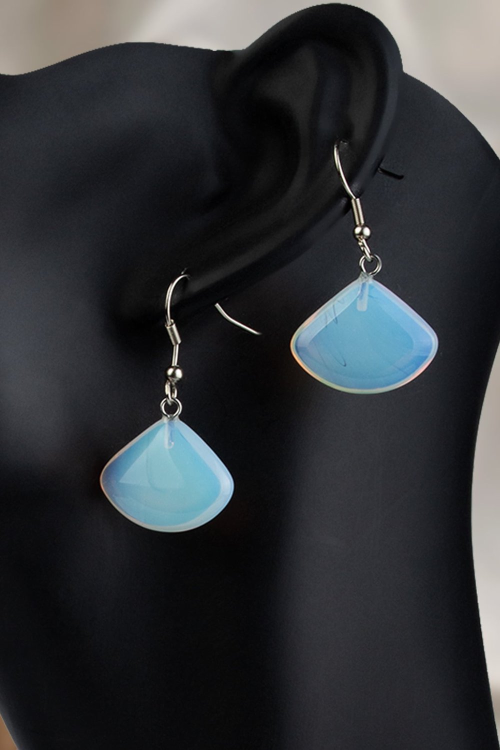 Opal Taşı Yelpaze Kesim Doğal Taş Küpe
