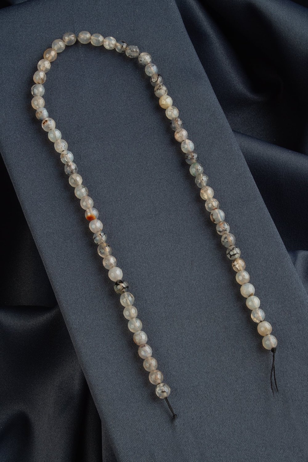 Spider Agate Natural Stone Shiny Grey Globe Facet Cut 6mm String Of Beads
