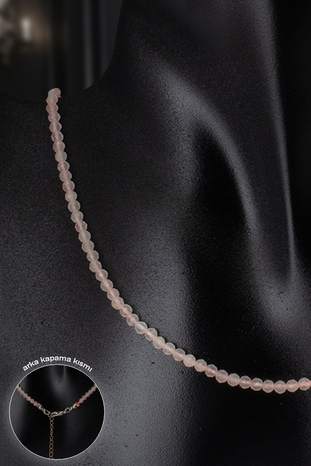 Pembe Kuvars Doğal Taş Kristal Küre Kesim 4mm Kolye