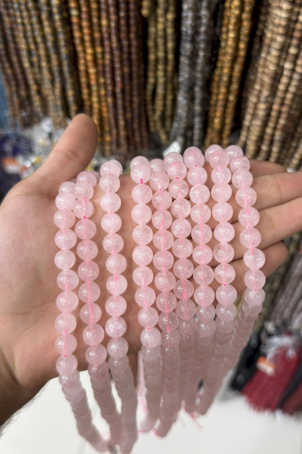Pembe Kuvars Doğal Taş Küre Kesim 10mm