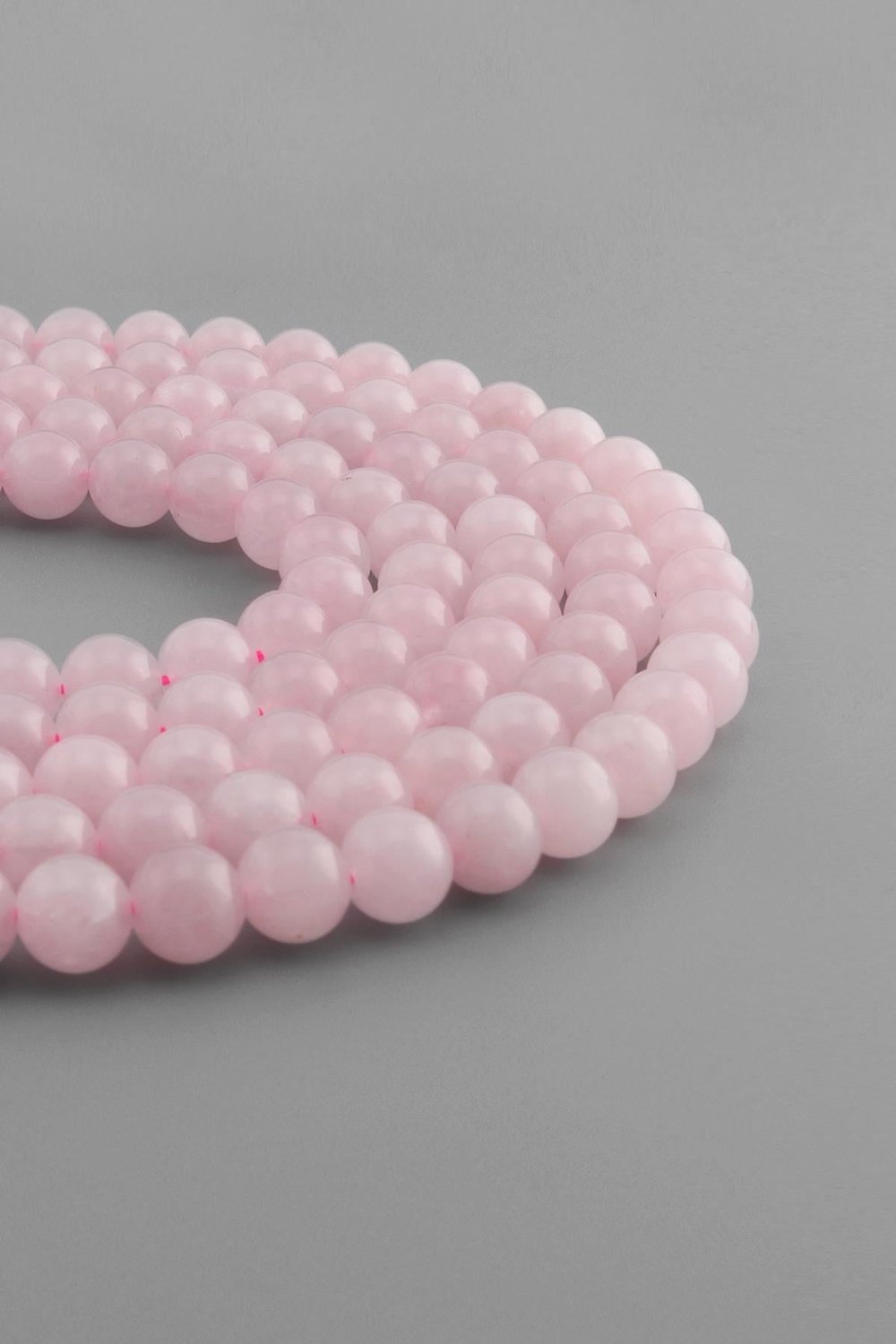 Pembe Kuvars Doğal Taş Küre Kesim 8mm Dizi [AA]