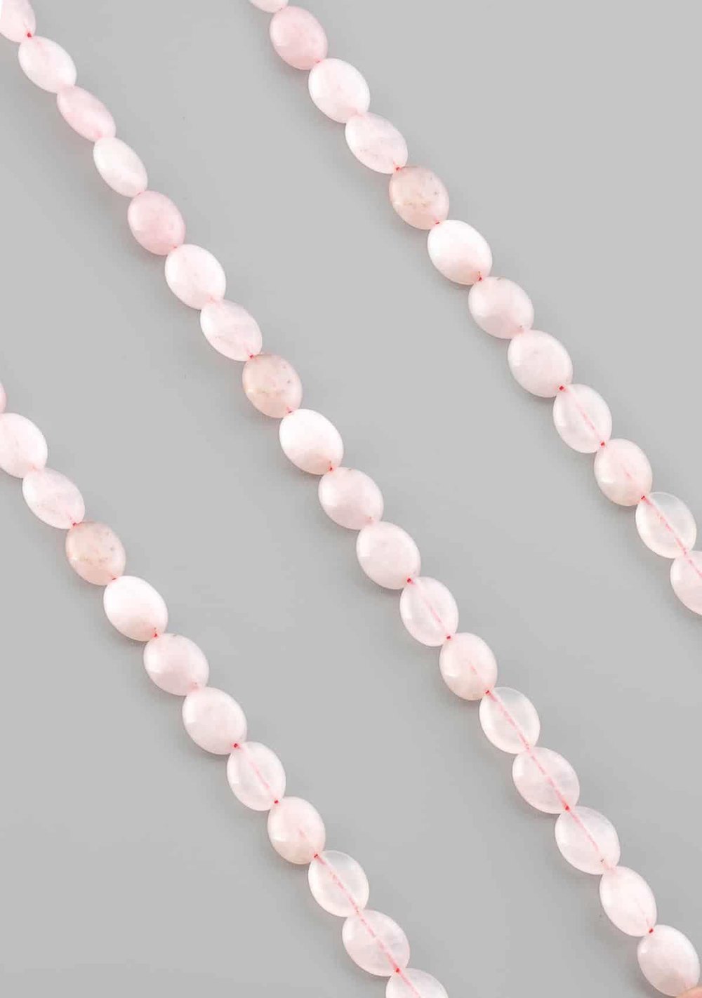 Pink Quartz Natural Stone Oval Cut 8x10mm String Of Beads