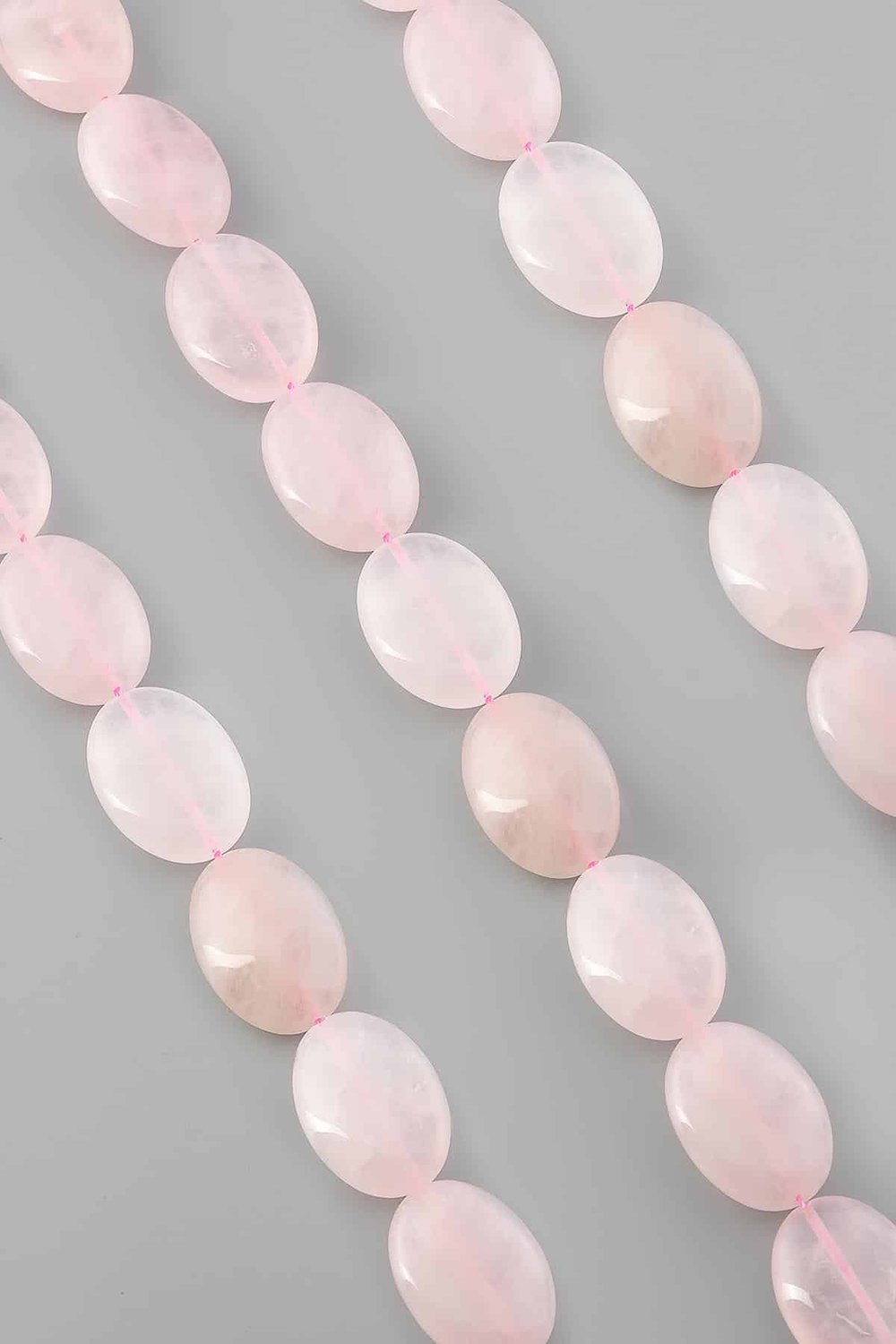 Pink Quartz Stone Oval-Cut Shiny 18x25mm Bead Strand