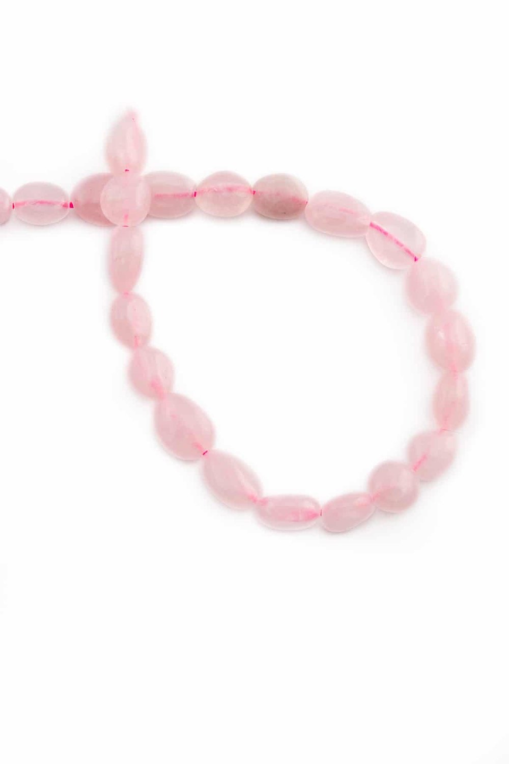 Pink Quartz Natural Stone Tumbler Cut 6x8mm String Of Beads