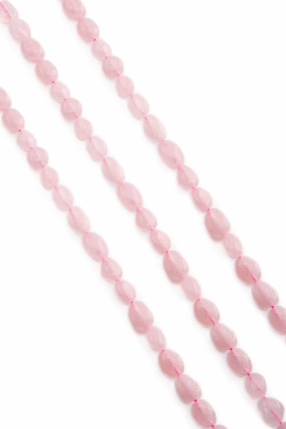 Pink Quartz Natural Stone Tumbler Cut 6x8mm String Of Beads