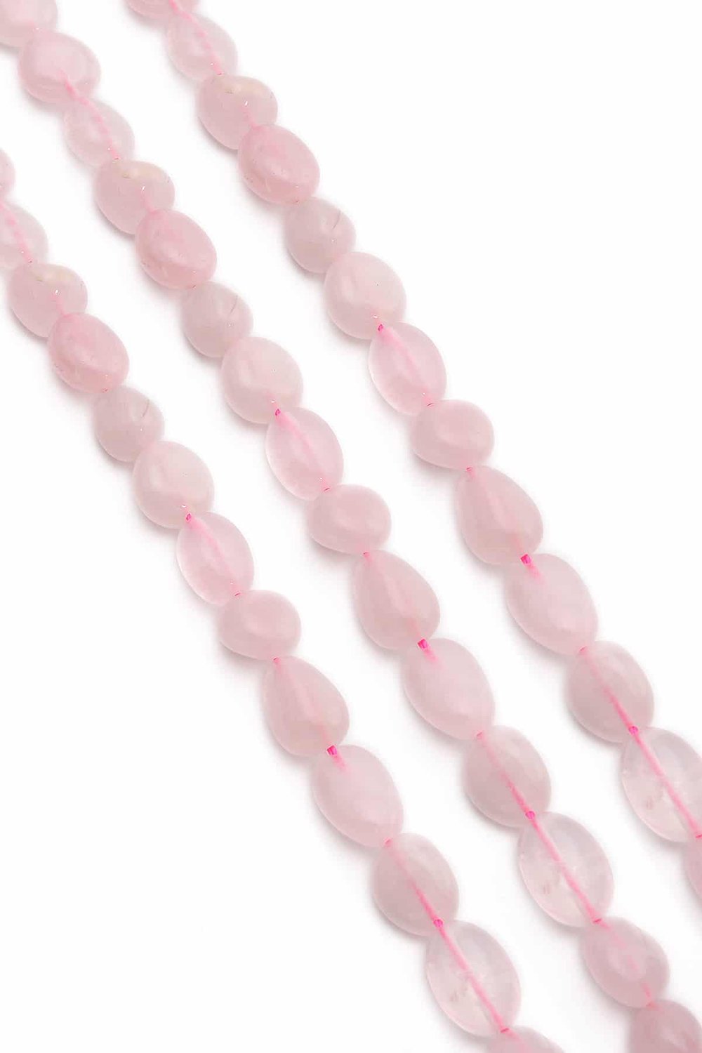 Pink Quartz Natural Stone Tumbler Cut 6x8mm String Of Beads