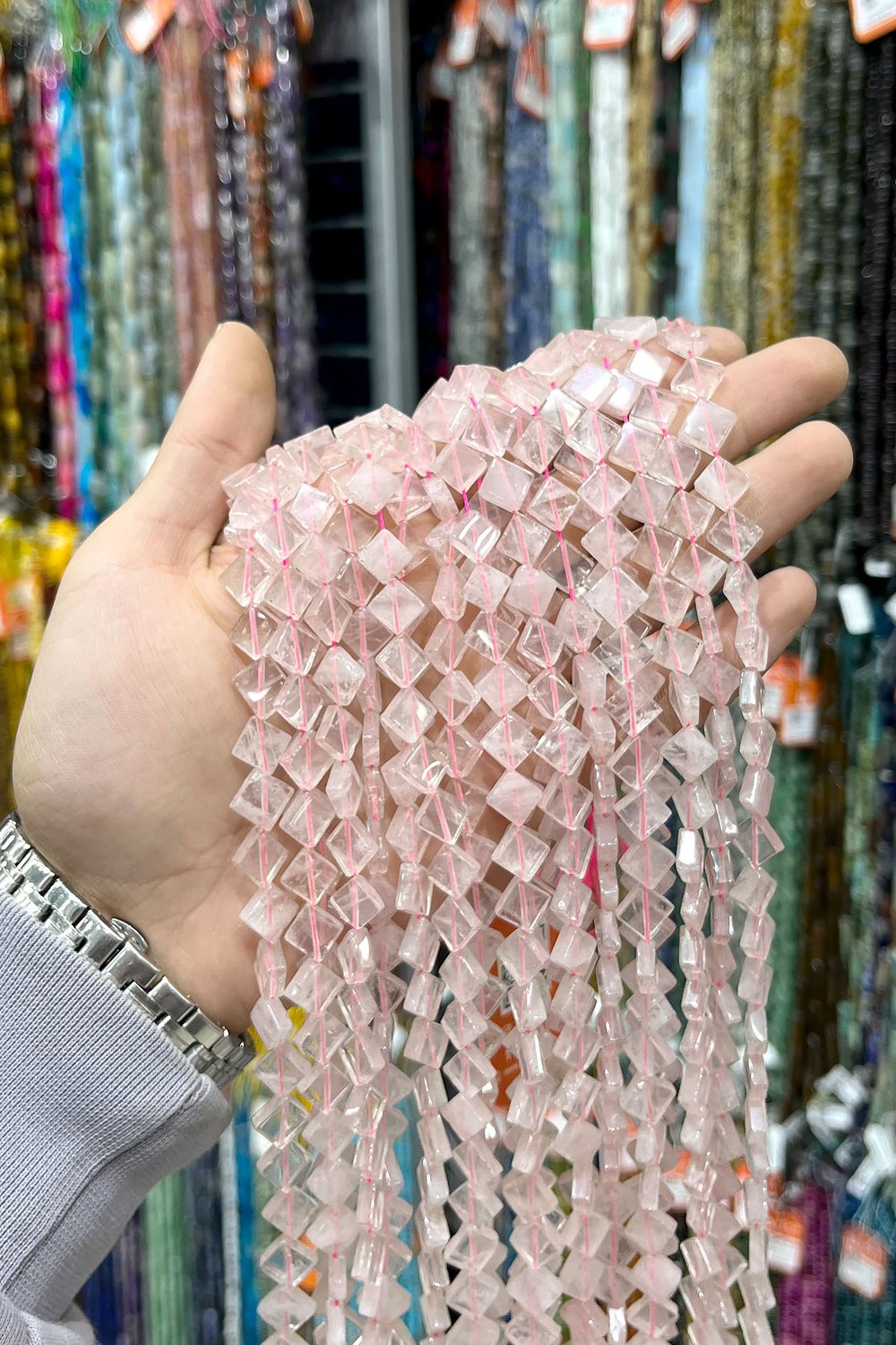 Pembe Kuvars Taşı Yassı Kare Kesim 11mm Doğal Taş Dizi