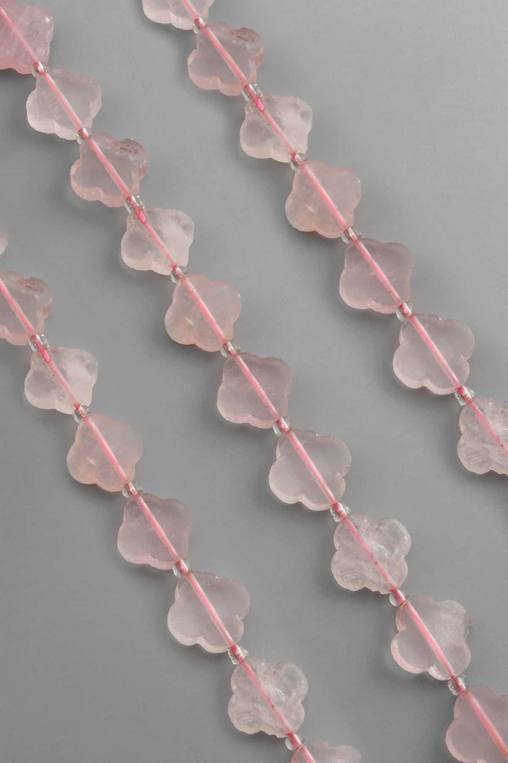 Pink Quartz Natural Stone Cloandr Cut 17x6mm String Of Beads