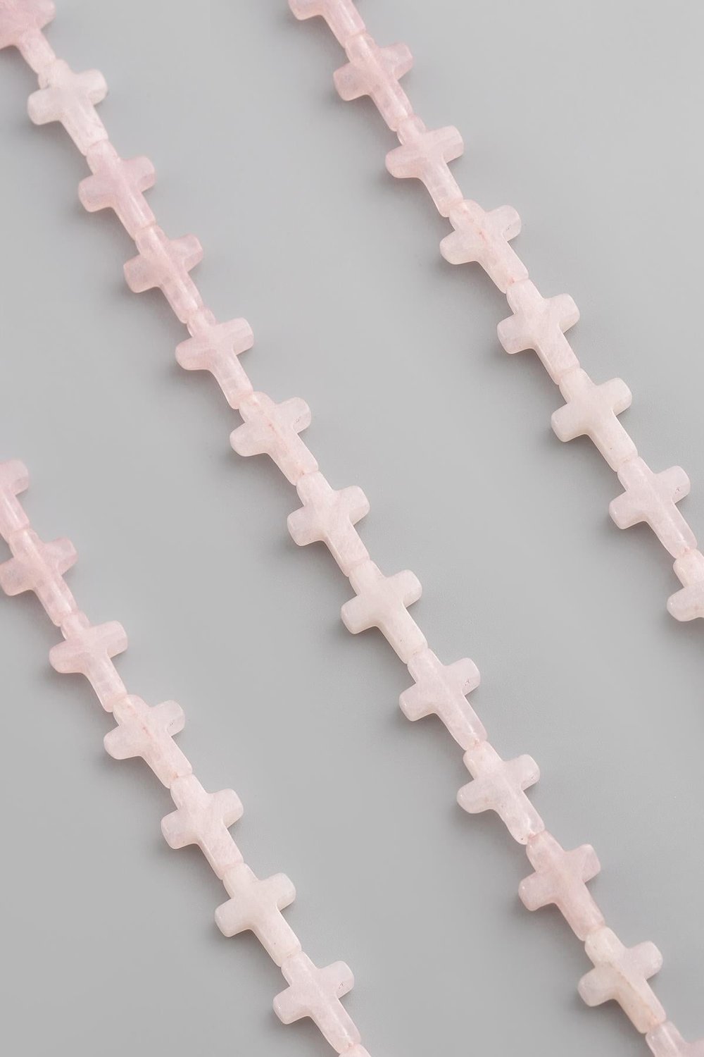 Pink Quartz Cross Cut Natural Stone 12x16mm String Of Beads