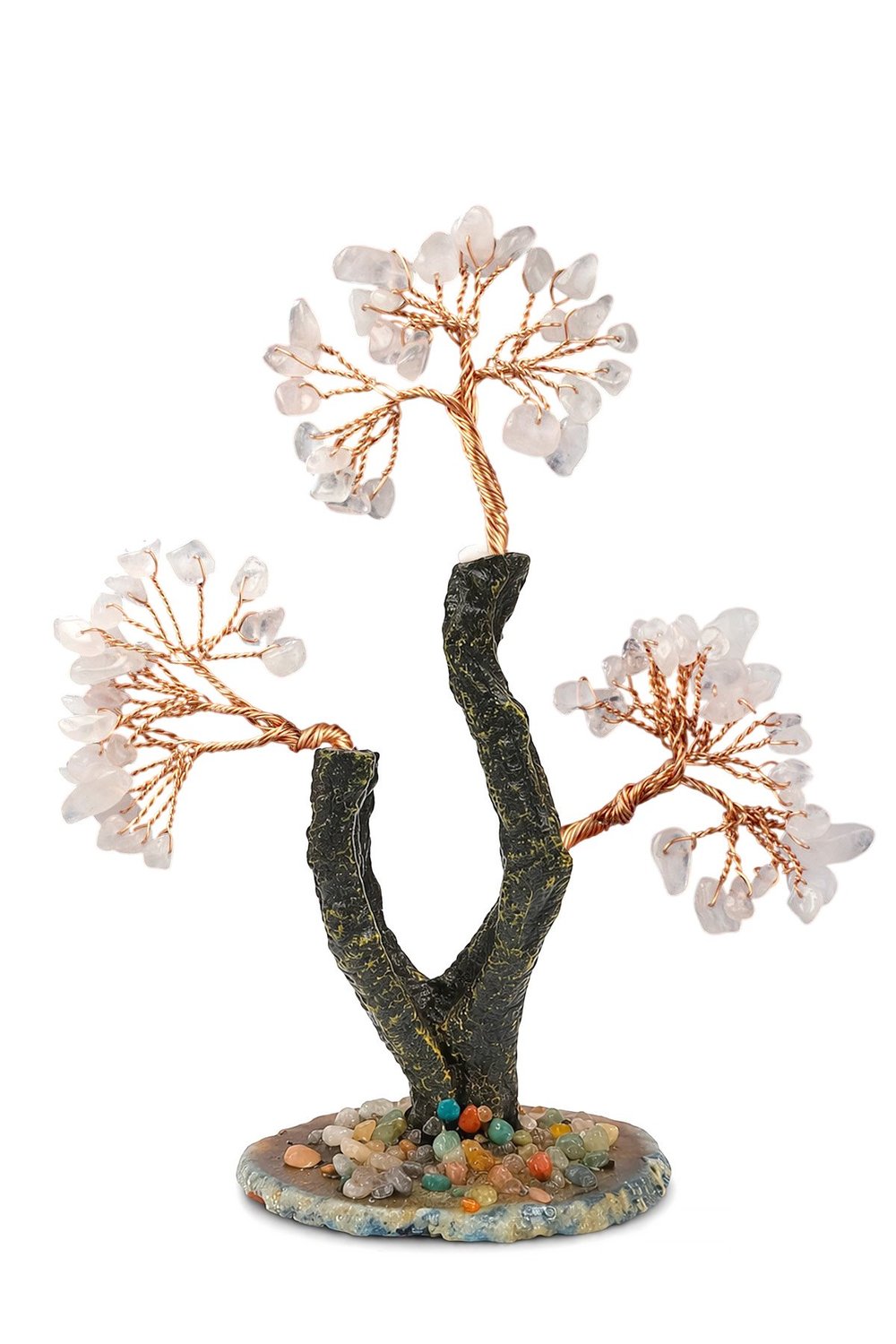 Rose Quartz Stone Handmade 8x17 cm Decorative Tree of Life