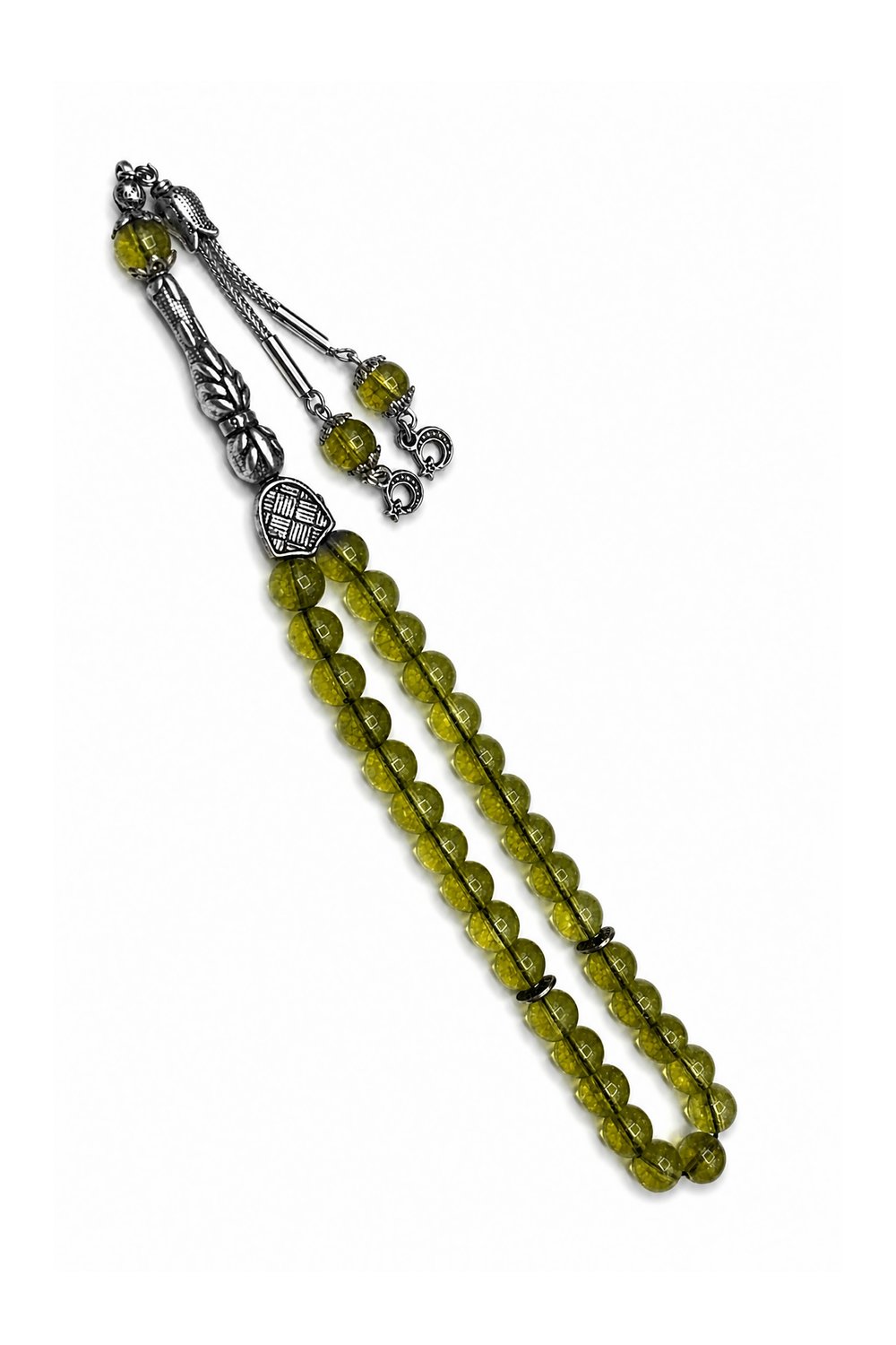 Peridot Doğal Taş Küre Kesim 33 lü 8mm Tesbih