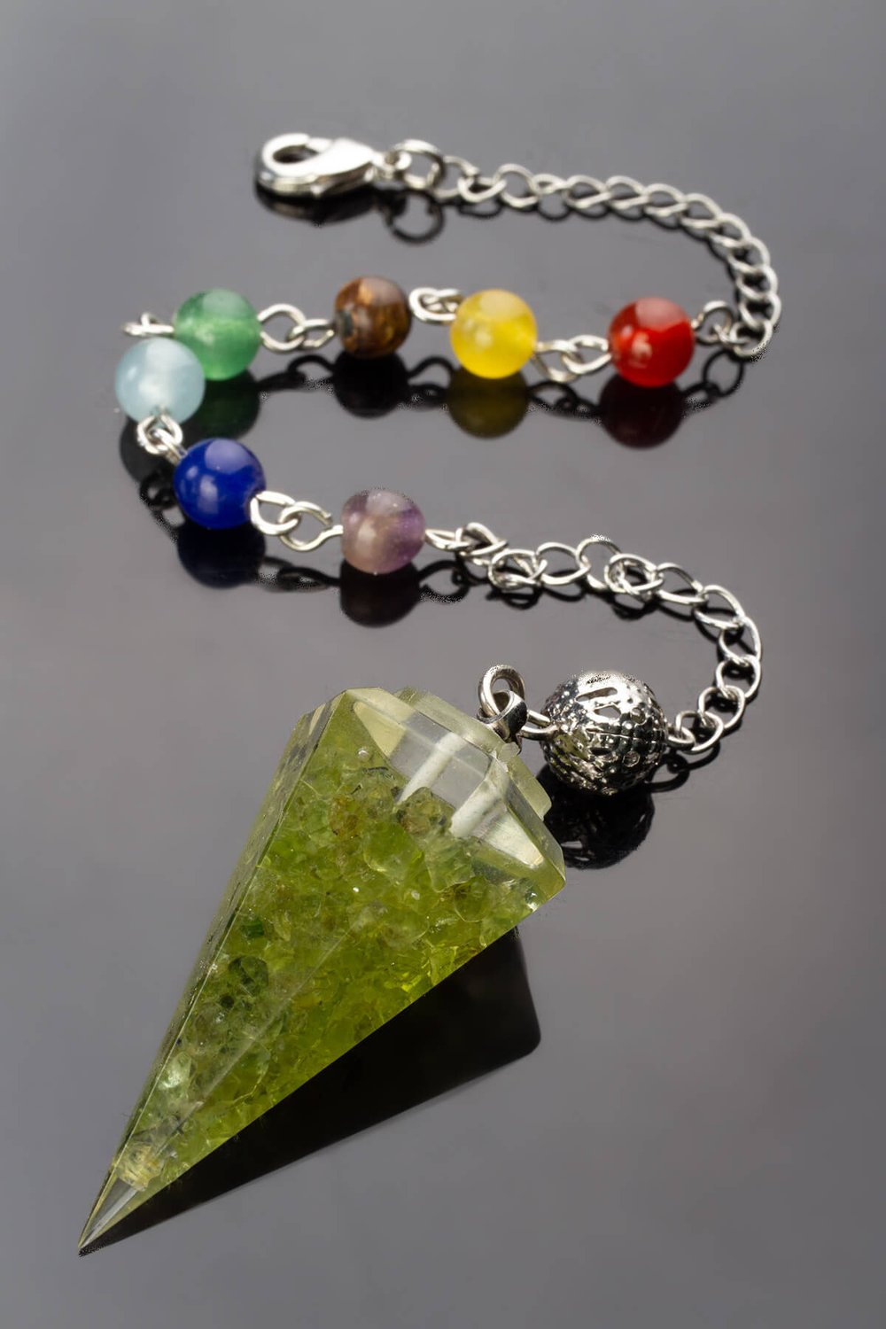 Peridot Doğal Taş Organit 17x36mm Pandül Sarkaç