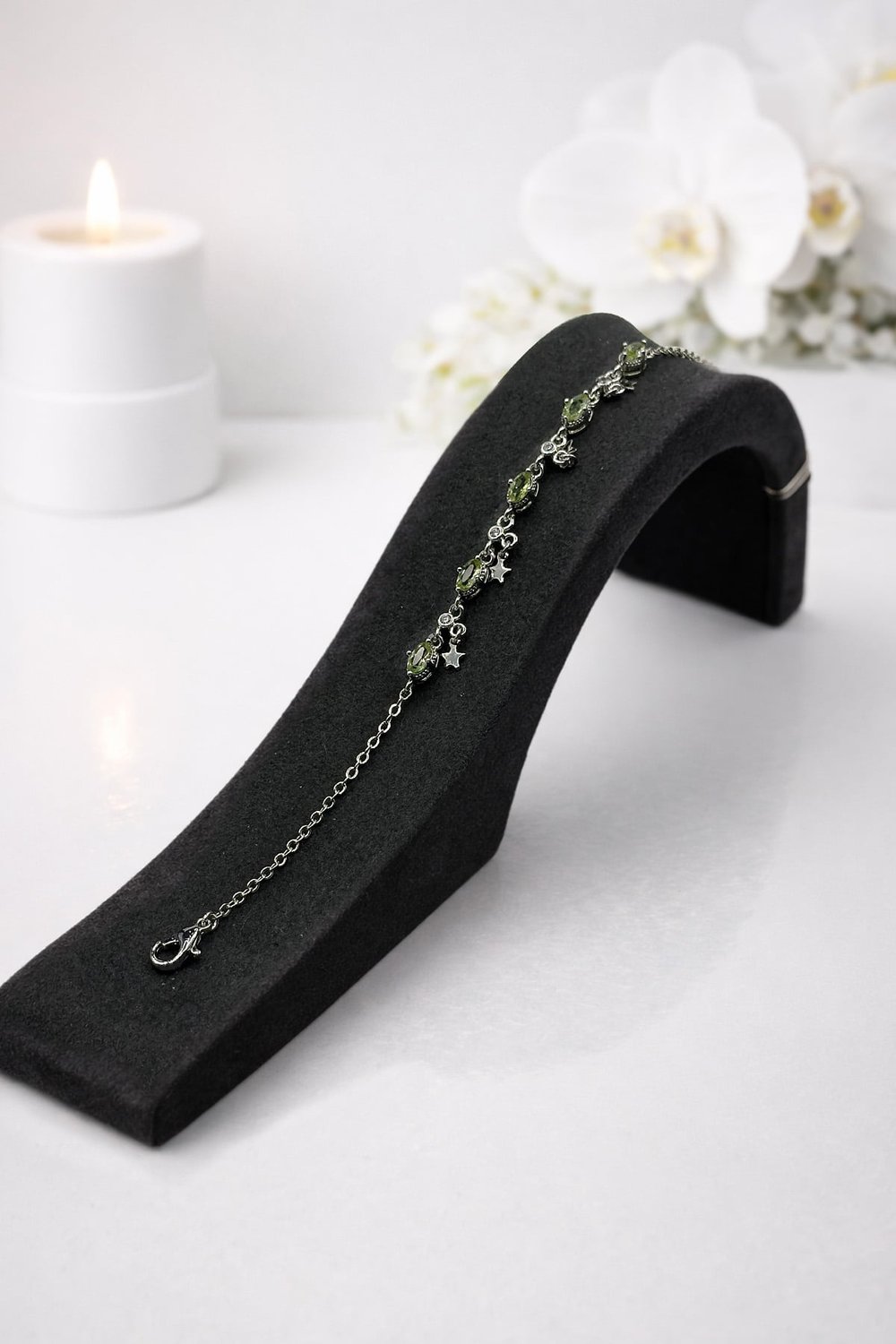 Peridot Doğal Taş Zincir Bileklik