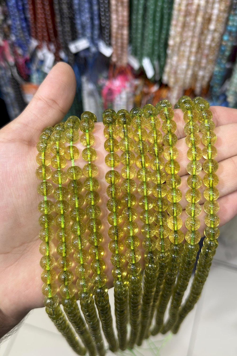 Peridot Taşı Küre Kesim Parlak 8mm Doğal Taş Dizi