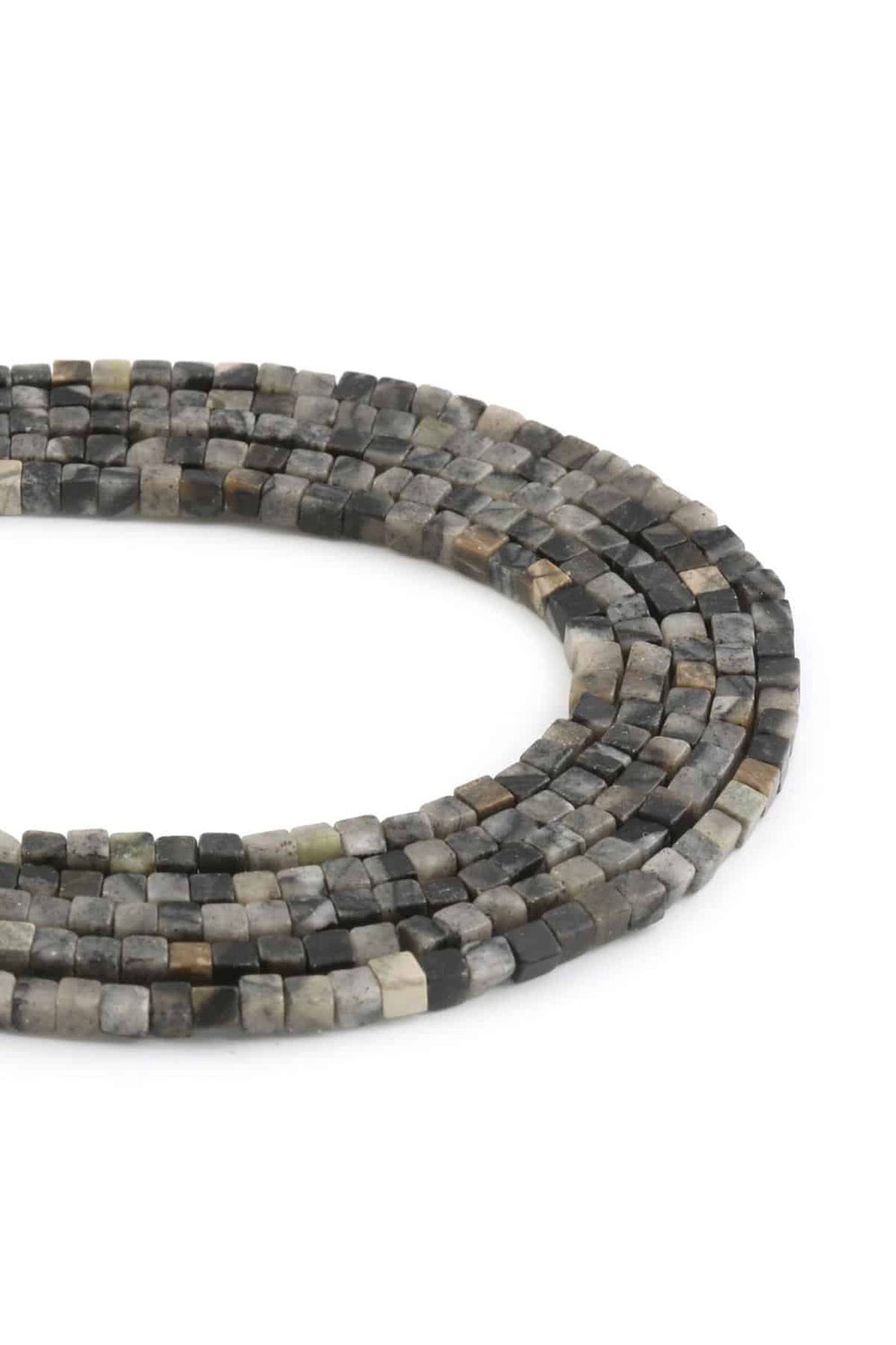 Picasso Jasper Taşı Küp Kesim Parlak Gri 4x4mm Doğal Taş Dizi [AA]