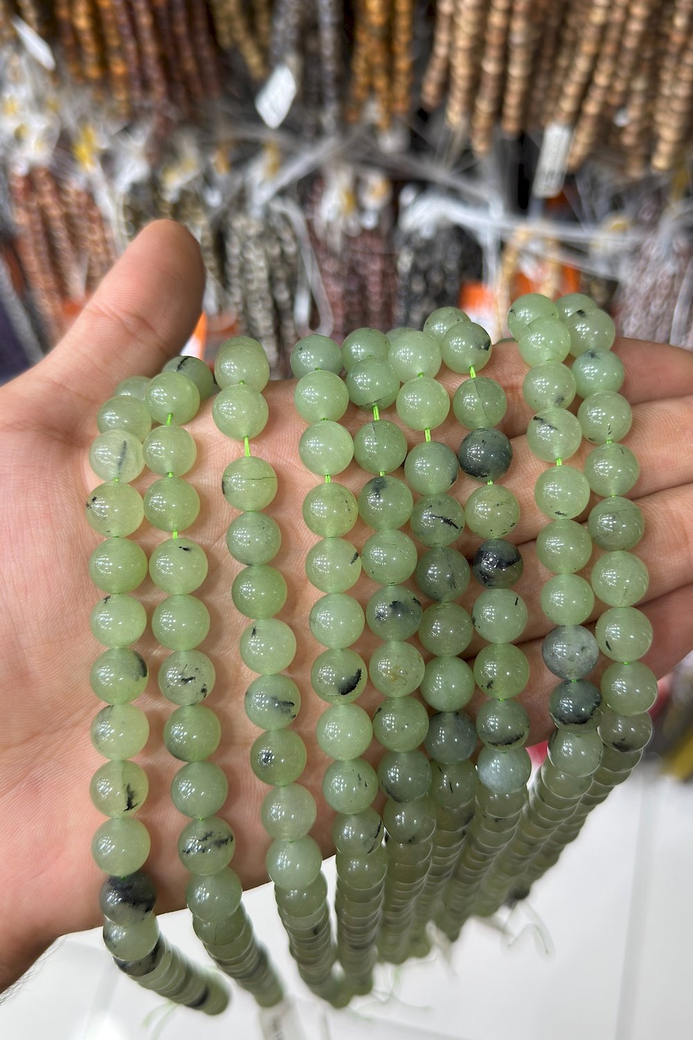 Prehnit Taşı Küre Kesim Parlak 10mm Doğal Taş Dizi [AA]