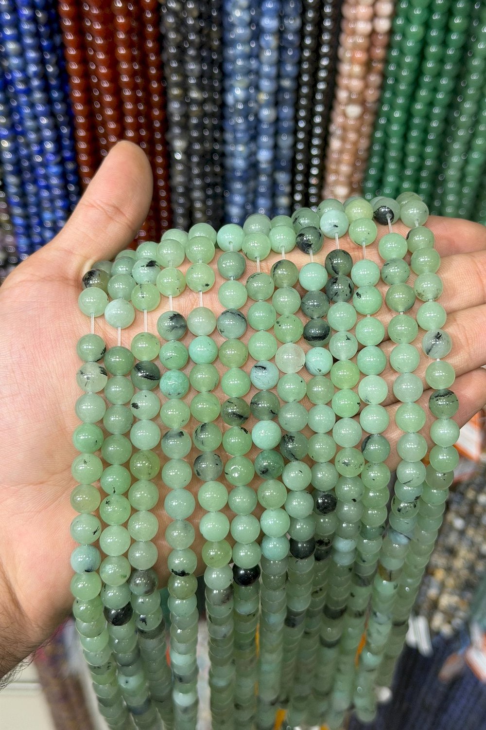 Prehnit Taşı Küre Kesim Parlak 8mm Doğal Taş Dizi [B]