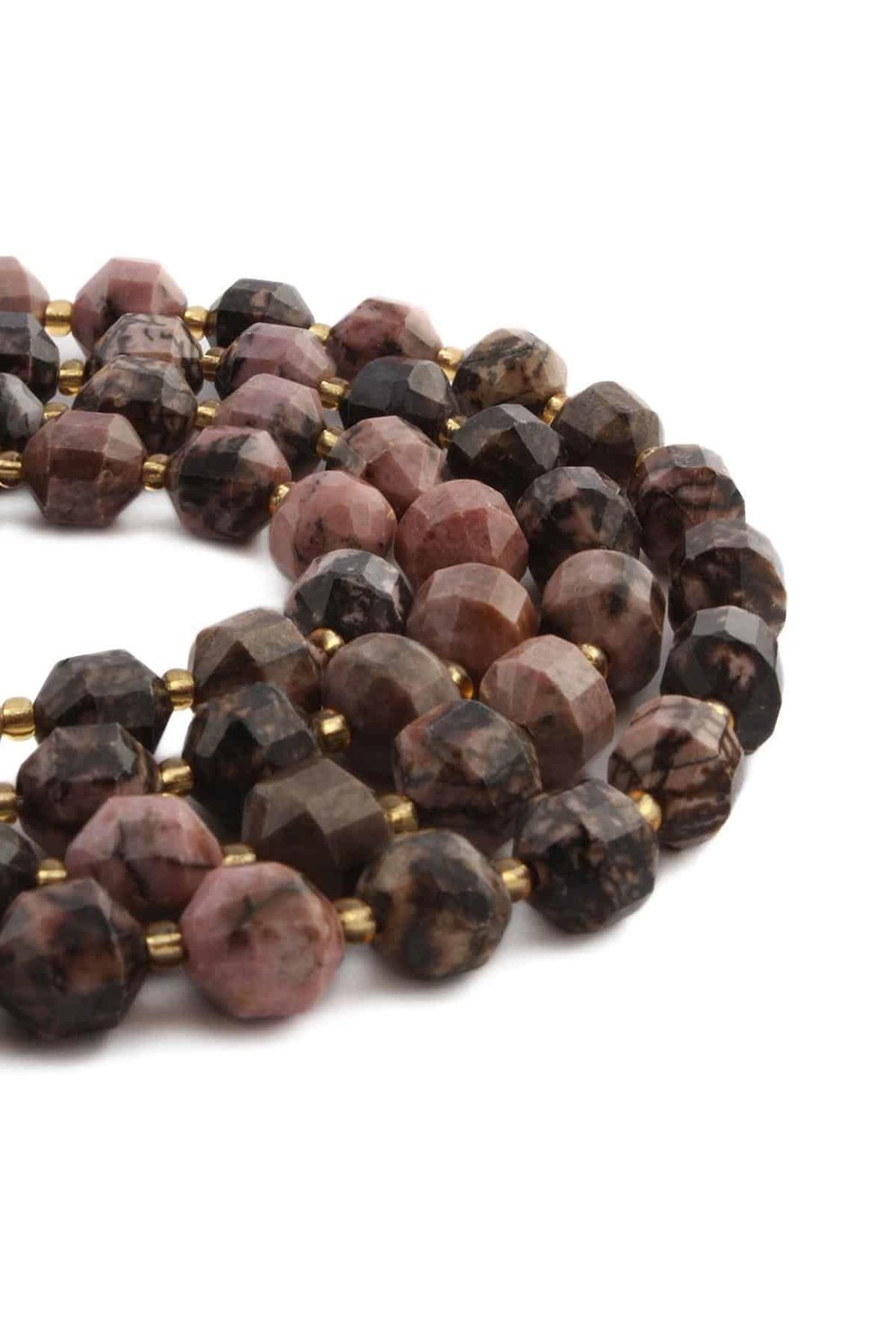 Rodonit Natural Stone Shiny Hexagonal Cut 10mm String Of Beads