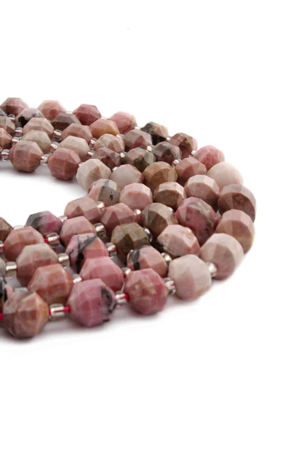 Rodonit Taşı Hegzagonal Kesim Parlak Pembe 8mm Doğal Taş Dizi