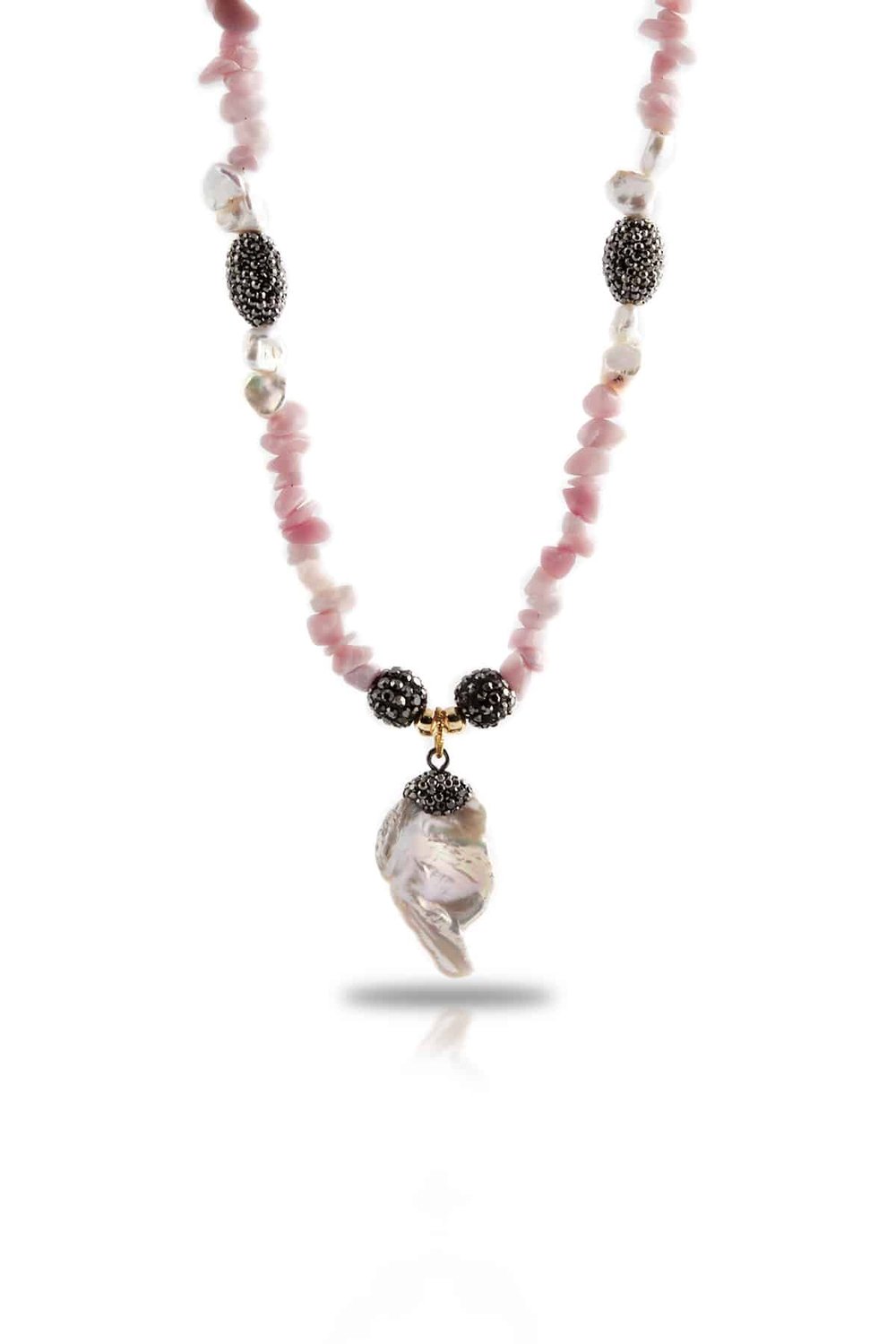 Rhodonite and Pearl Stone Necklace