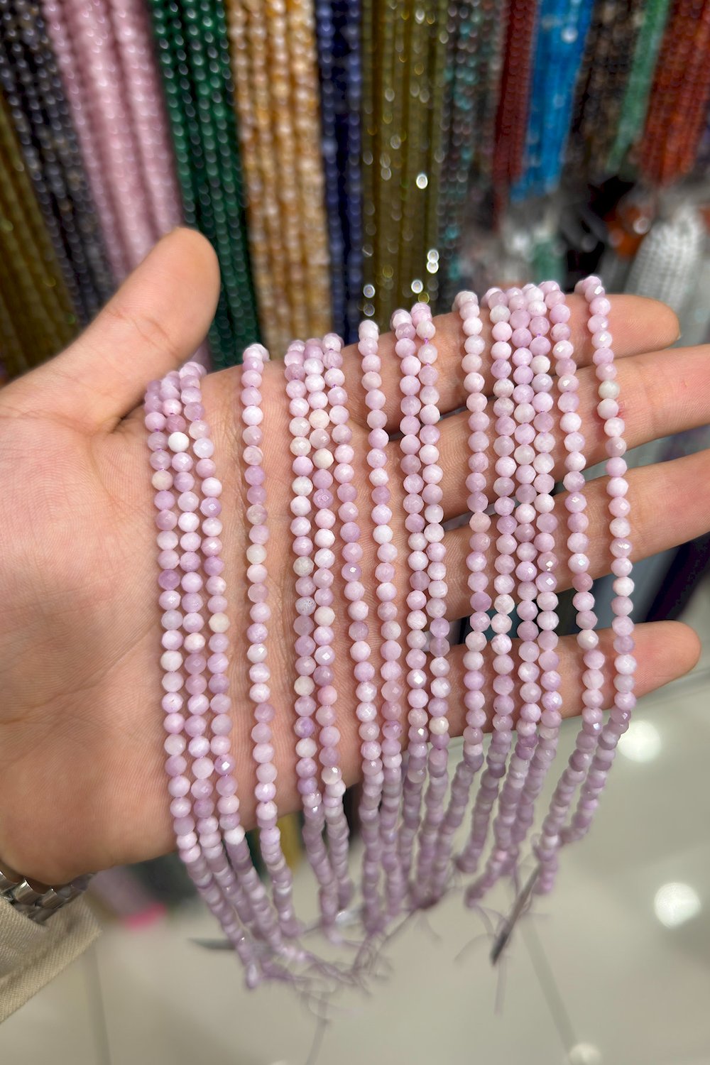 Roz Kunzit Taşı Faset Küre Kesim Roz 4mm Doğal Taş Dizi