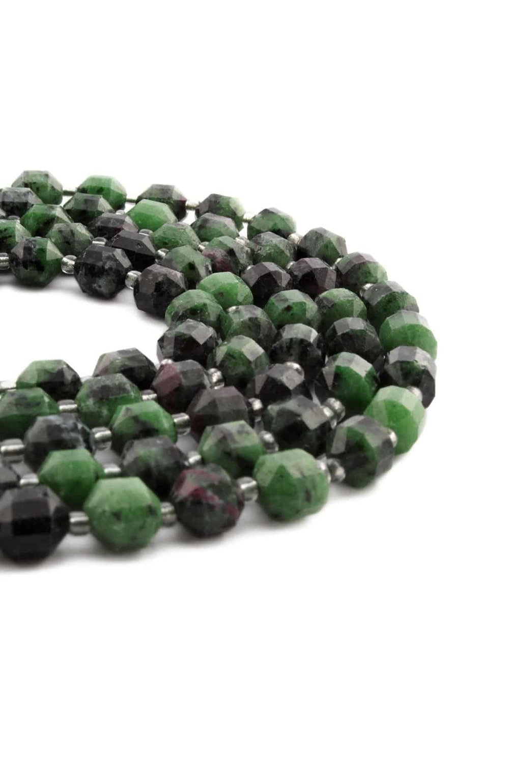 Ruby Zoisit Taşı Hegzagonal Kesim Parlak Koyu Yeşil 8mm Doğal Taş Dizi [AA]