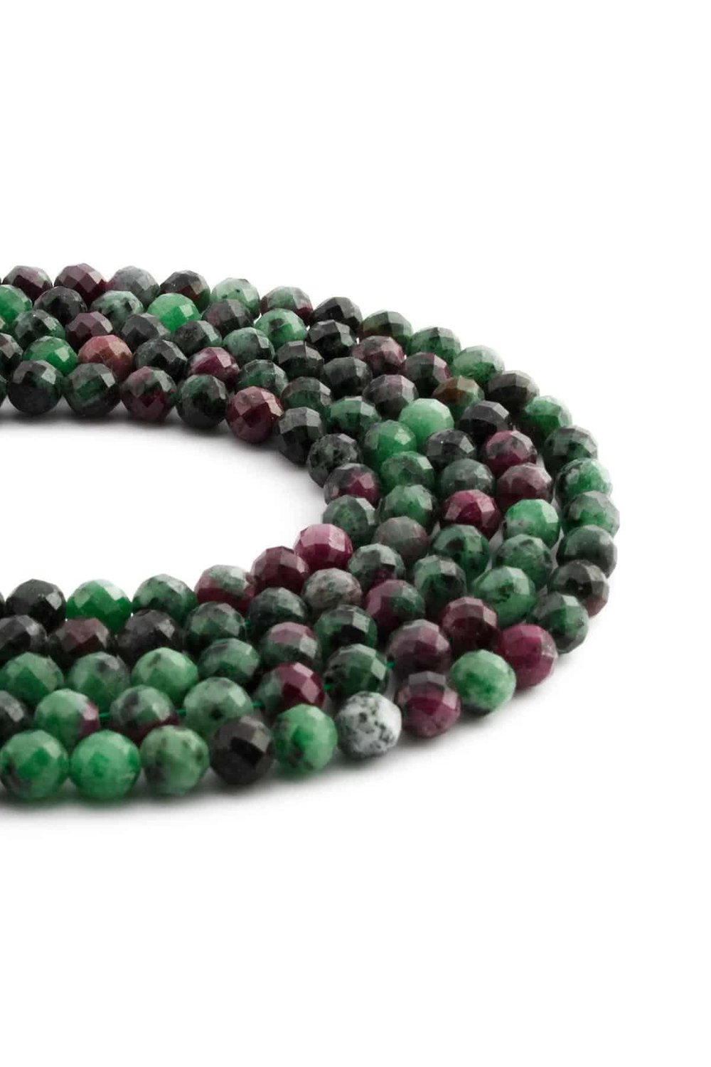 Ruby Zoisit Natural Stone Shiny Globe Crystal Cut 6mm String Of Beads [AA]
