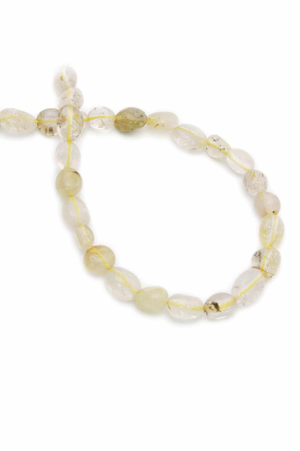 Rutile Quartz Natural Stone Yellow Tumbler Cut 6x8mm String Of Beads
