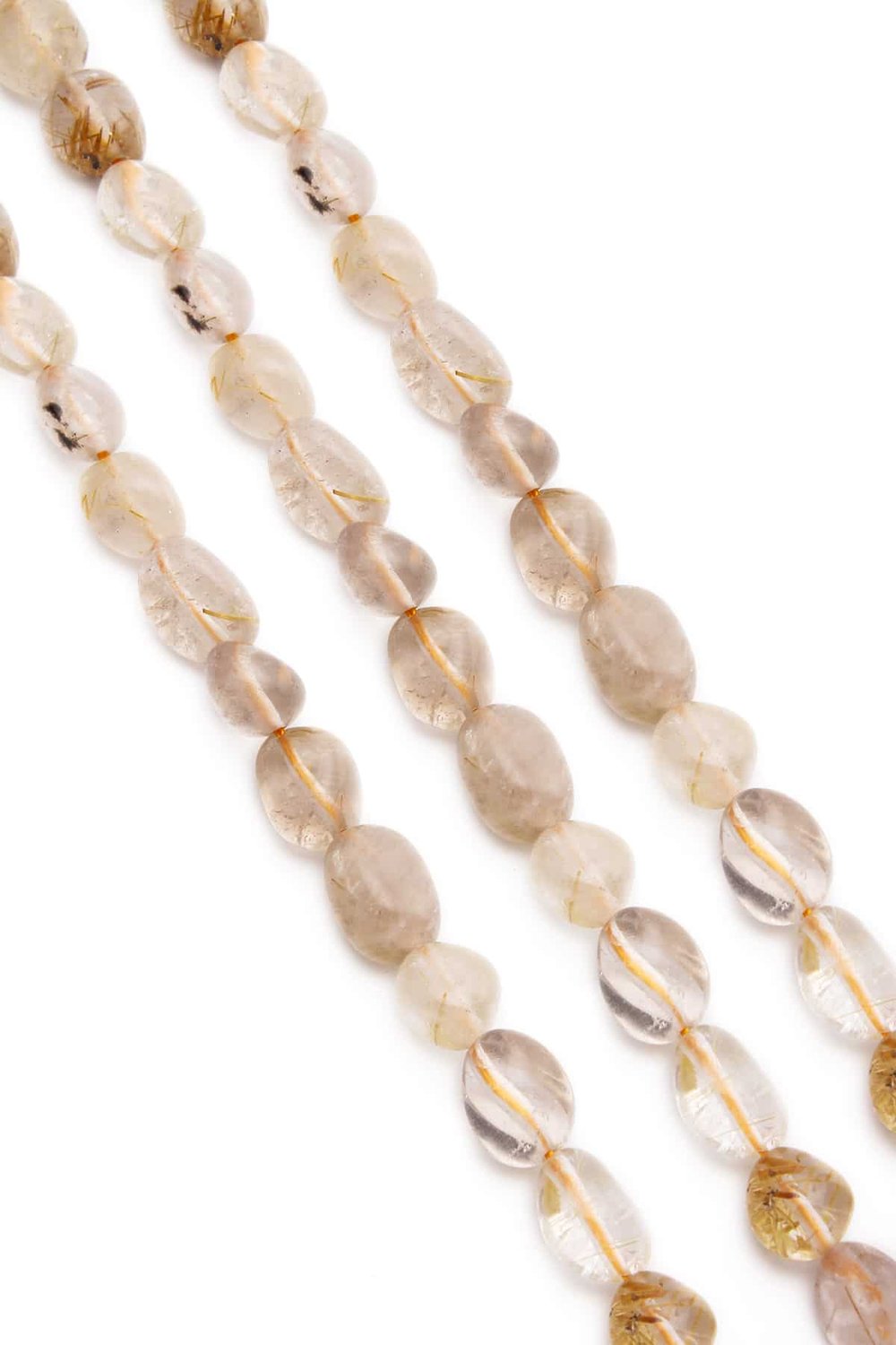 Rutile Quartz Natural Stone Yellow Tumbler Cut 10x13mm String Of Beads
