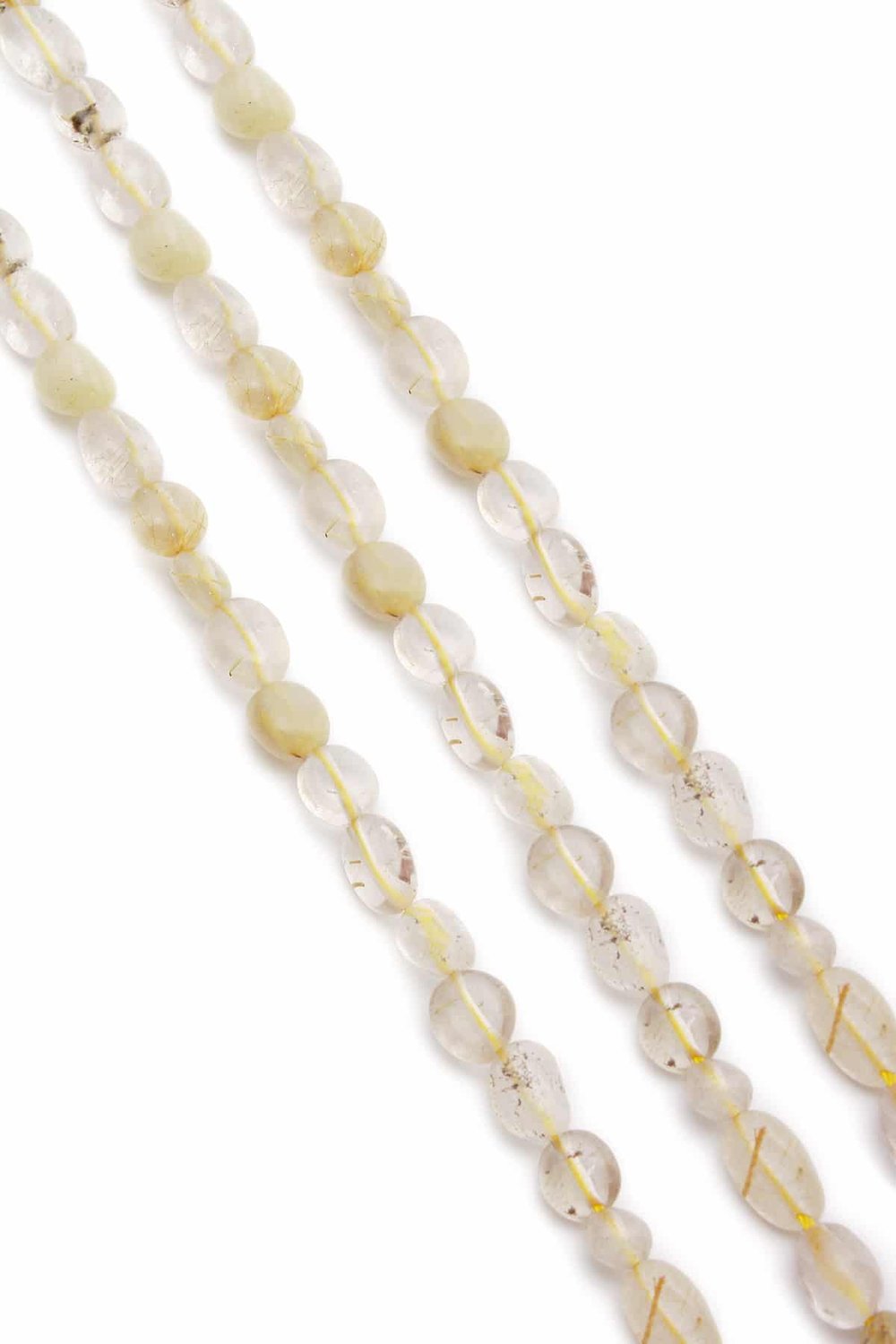Rutile Quartz Natural Stone Yellow Tumbler Cut 6x8mm String Of Beads