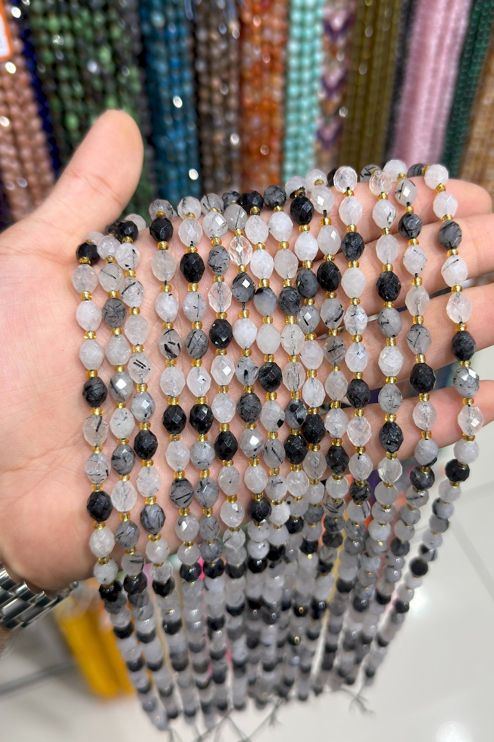 Rutil Kuvars Taşı Özel Faset Kesim 8x6mm Doğal Taş Dizi [AA]