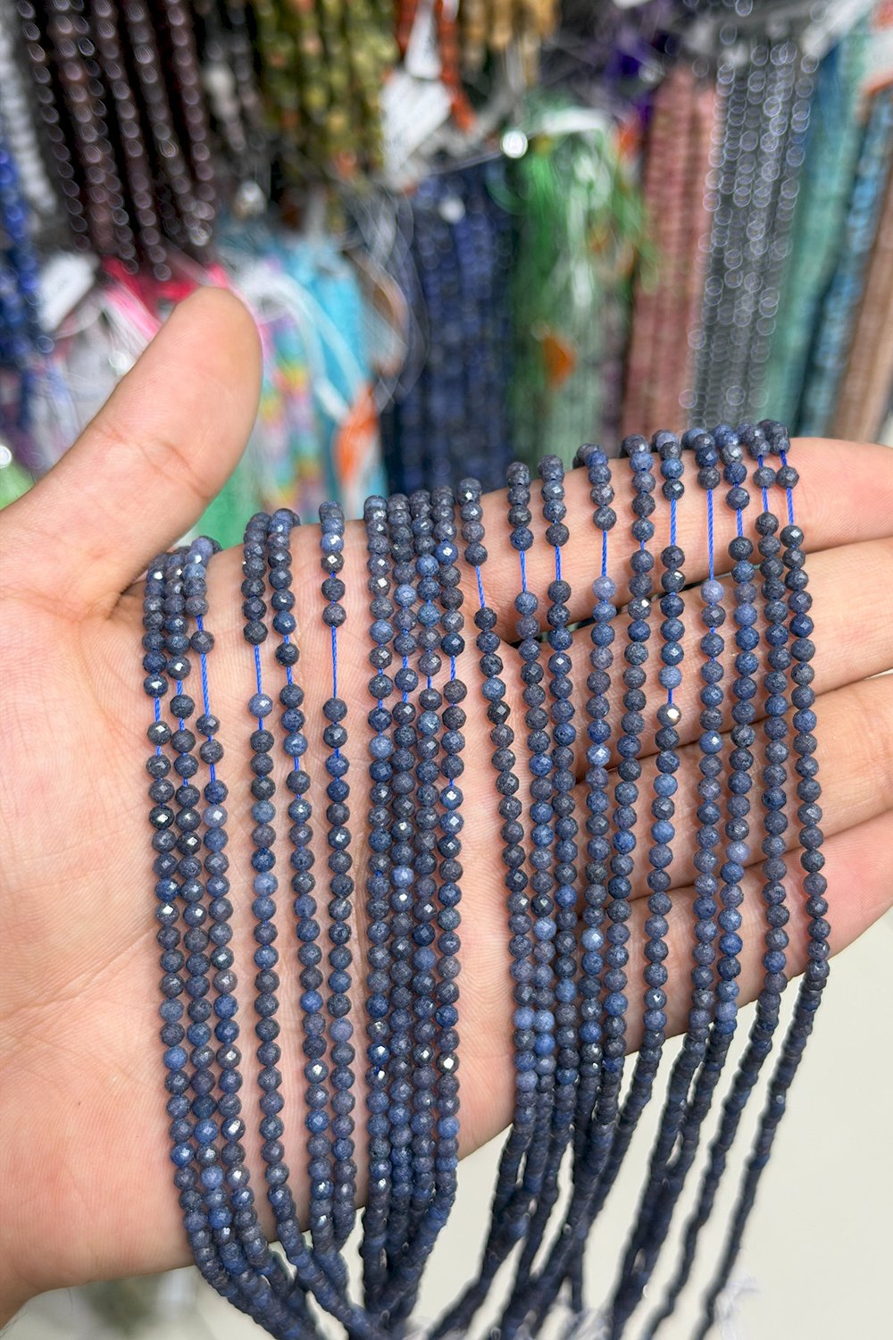 Safir Taşı Kristal Kesim Parlak Mavi 3mm Doğal Taş Dizi [AA]