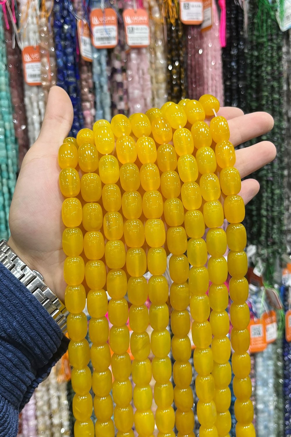 Sarı Akik Doğal Taş Silindir Kesim 13x18mm Dizi