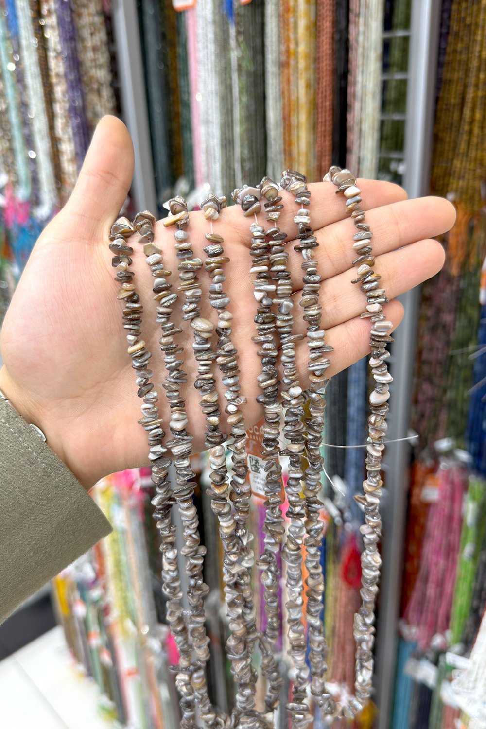 Sedef Doğal Kırık Taş Parlak Kahverengi 5x8mm Dizi [AB+]
