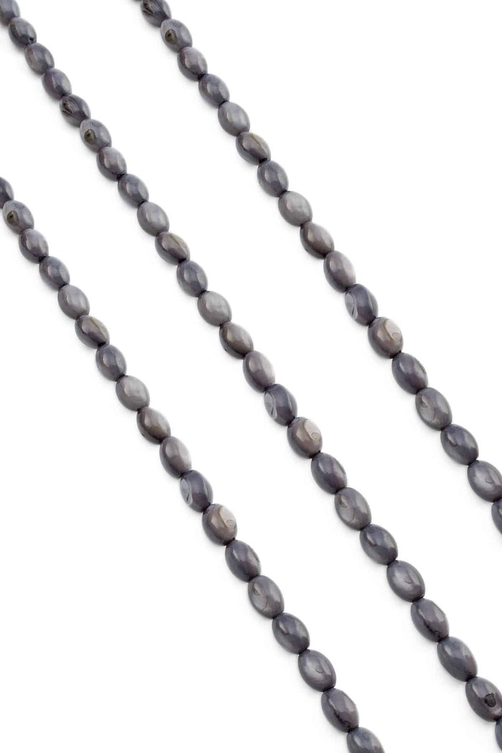 Sedef Taşı Arpa Kesim Parlak Gri 6x8mm Doğal Taş Dizi [AA]