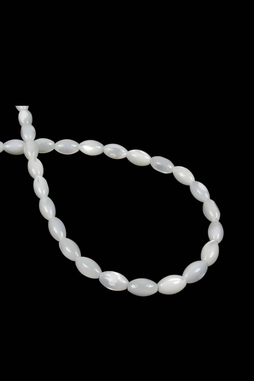 Sedef Doğal Taş Parlak Beyaz Arpa Kesim 5x8mm Dizi [Aa]
