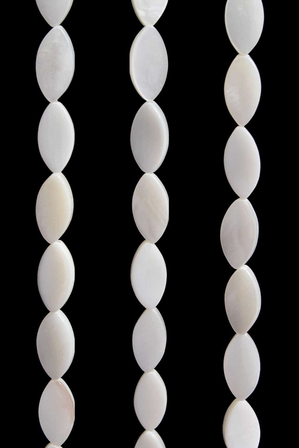 Sedef Doğal Taş Parlak Beyaz Oval Göz Kesim 7x14x4mm Dizi [Ab+]