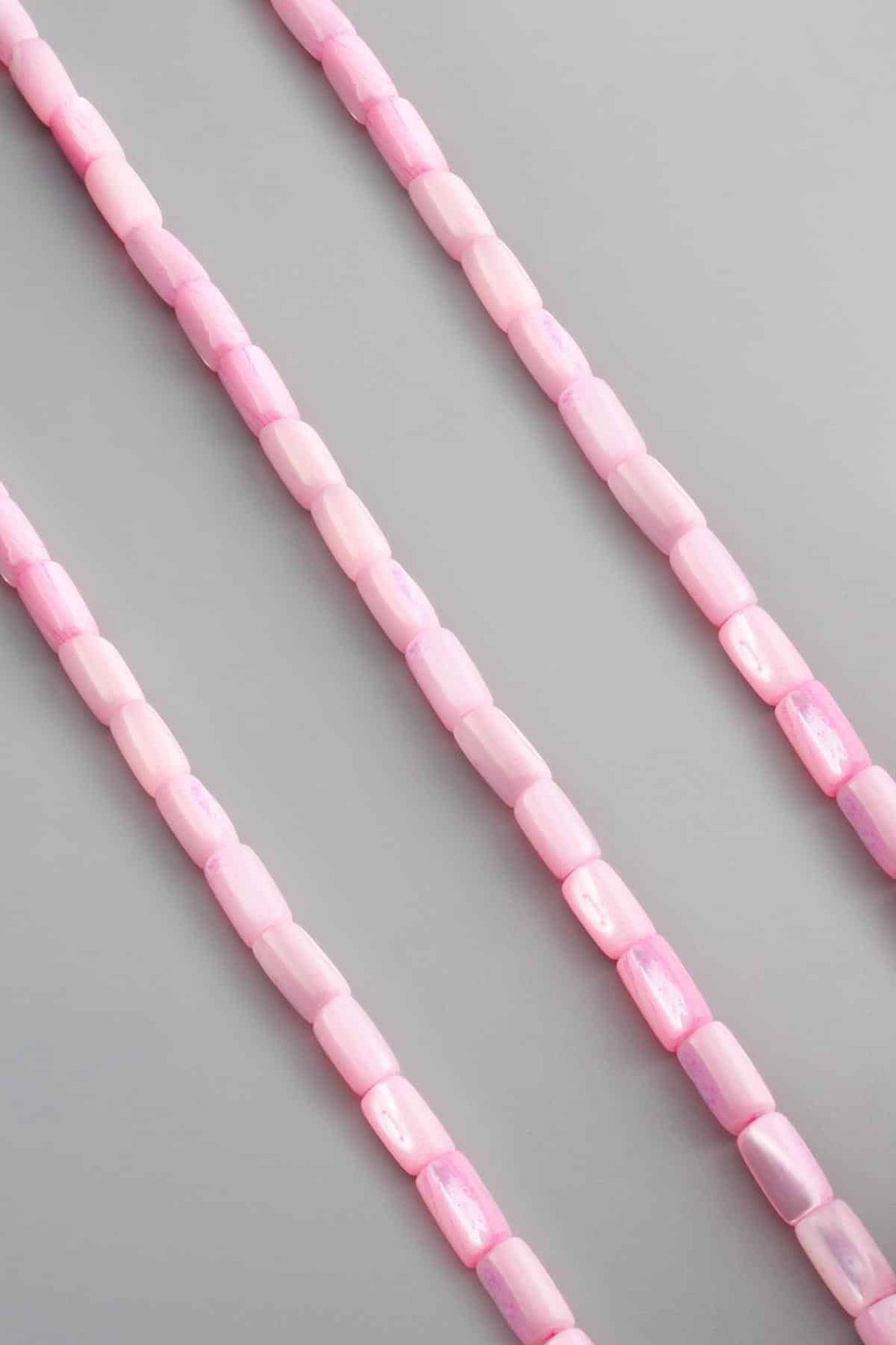 Sedef Taşı Silindir Kesim Parlak Pembe 6x10mm Doğal Taş Dizi [AA]