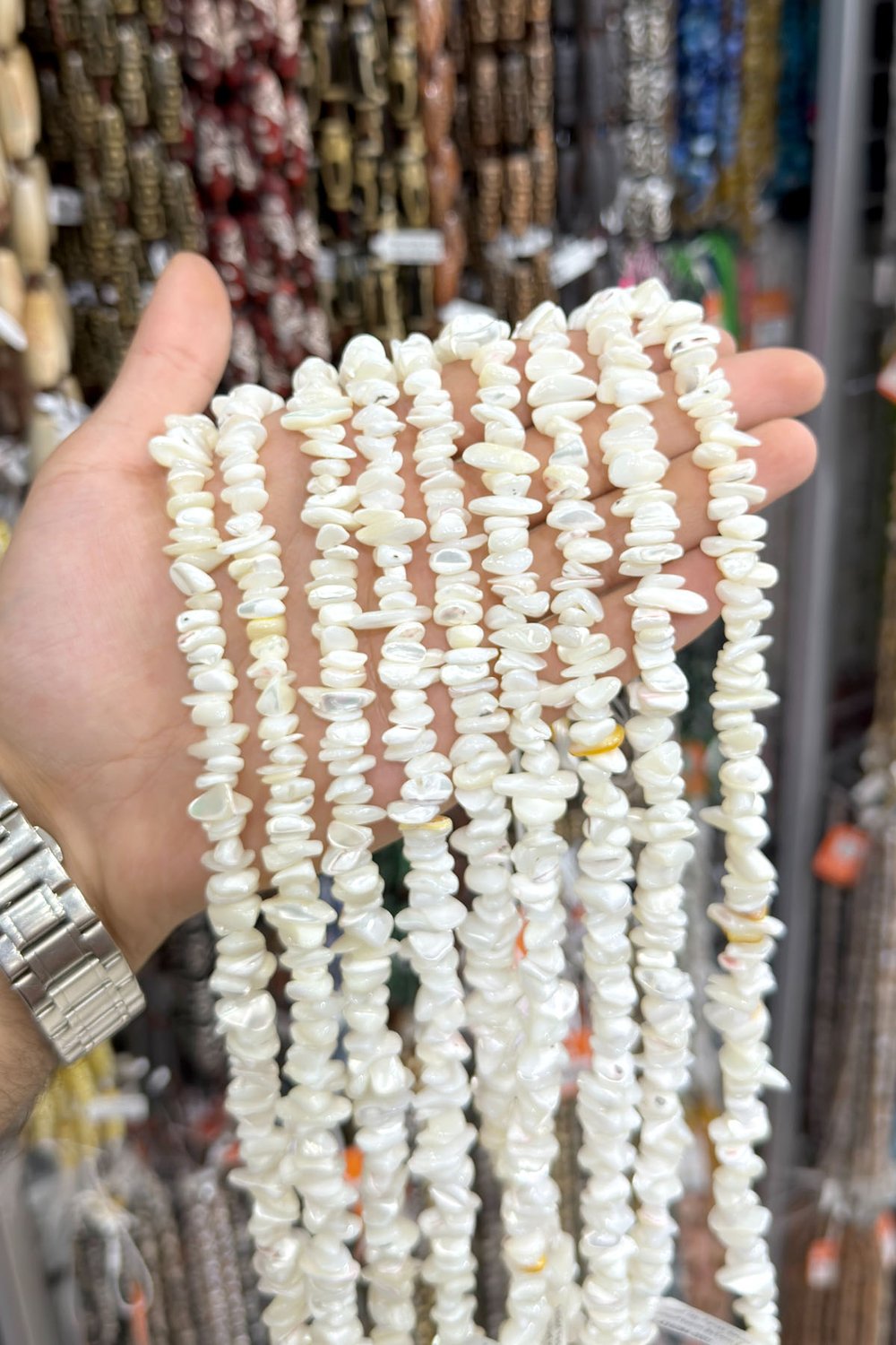 Sedef Taşı Amorf Kesim Parlak Beyaz 8x5mm Doğal Taş Dizi [AA]