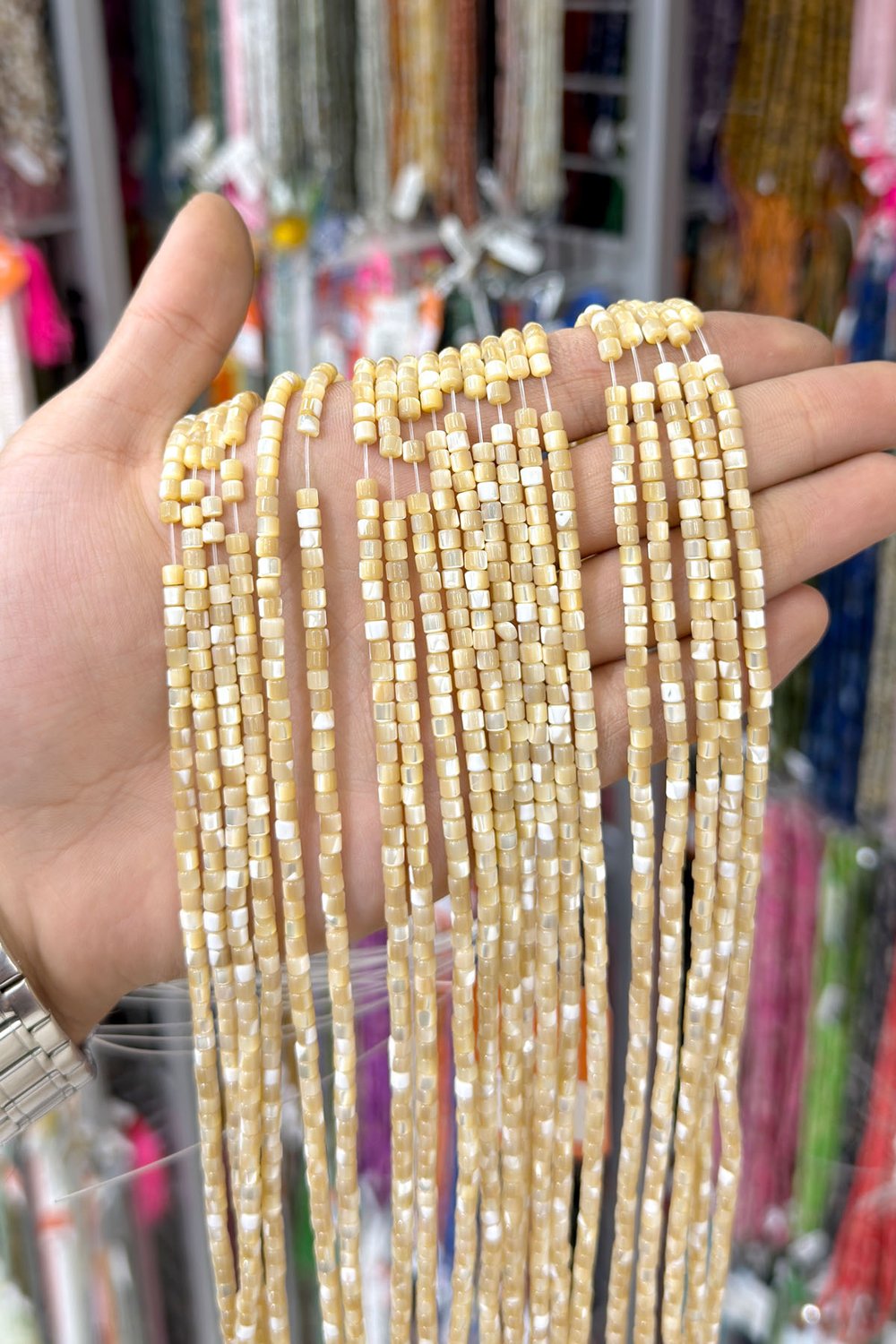 Sedef Taşı Dore Kesim Parlak Kahverengi 3x3mm Doğal Taş Dizi [AB+]