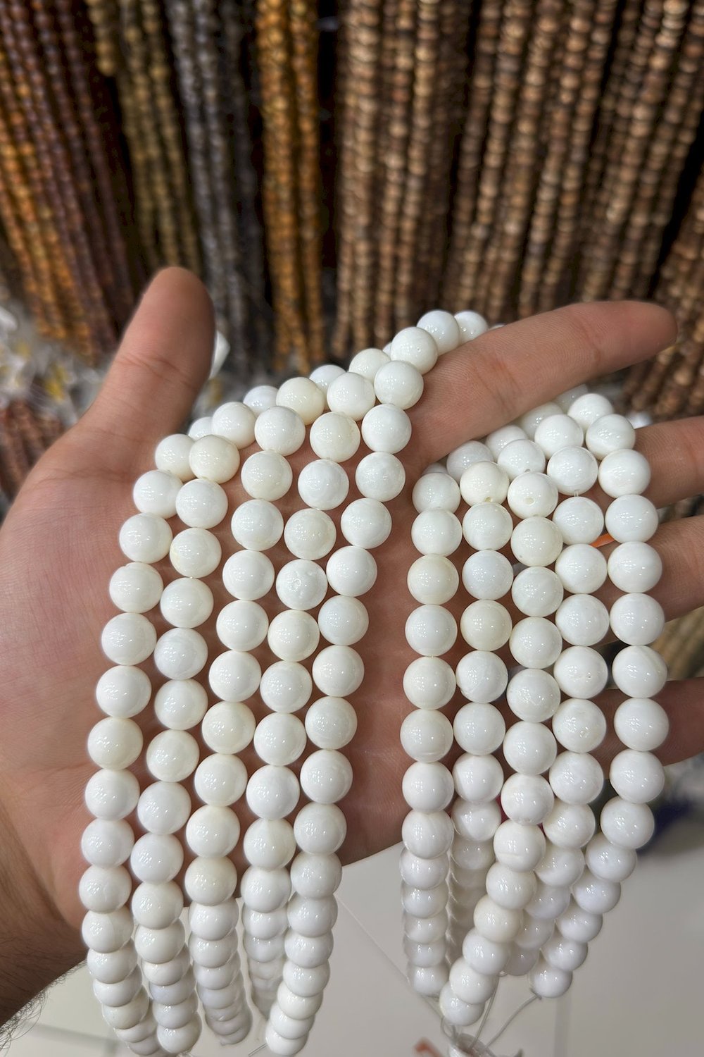 Sedef Taşı Küre Kesim Parlak Beyaz 10mm Doğal Taş Dizi