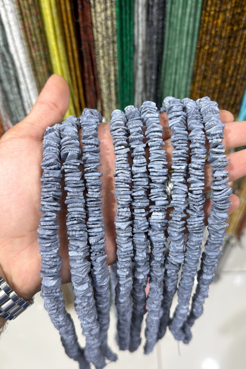 Sedef Taşı Rondela Kesim 12x13mm Gri Dizi