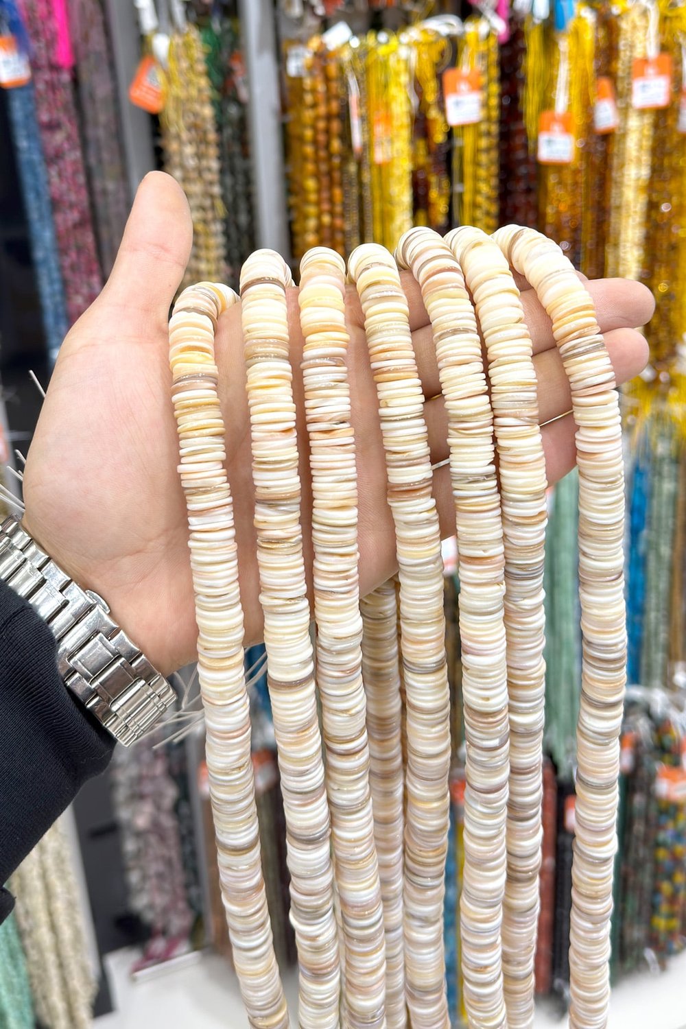 Sedef Taşı Rondela Kesim Beyaz 10x2mm Doğal Taş Dizi