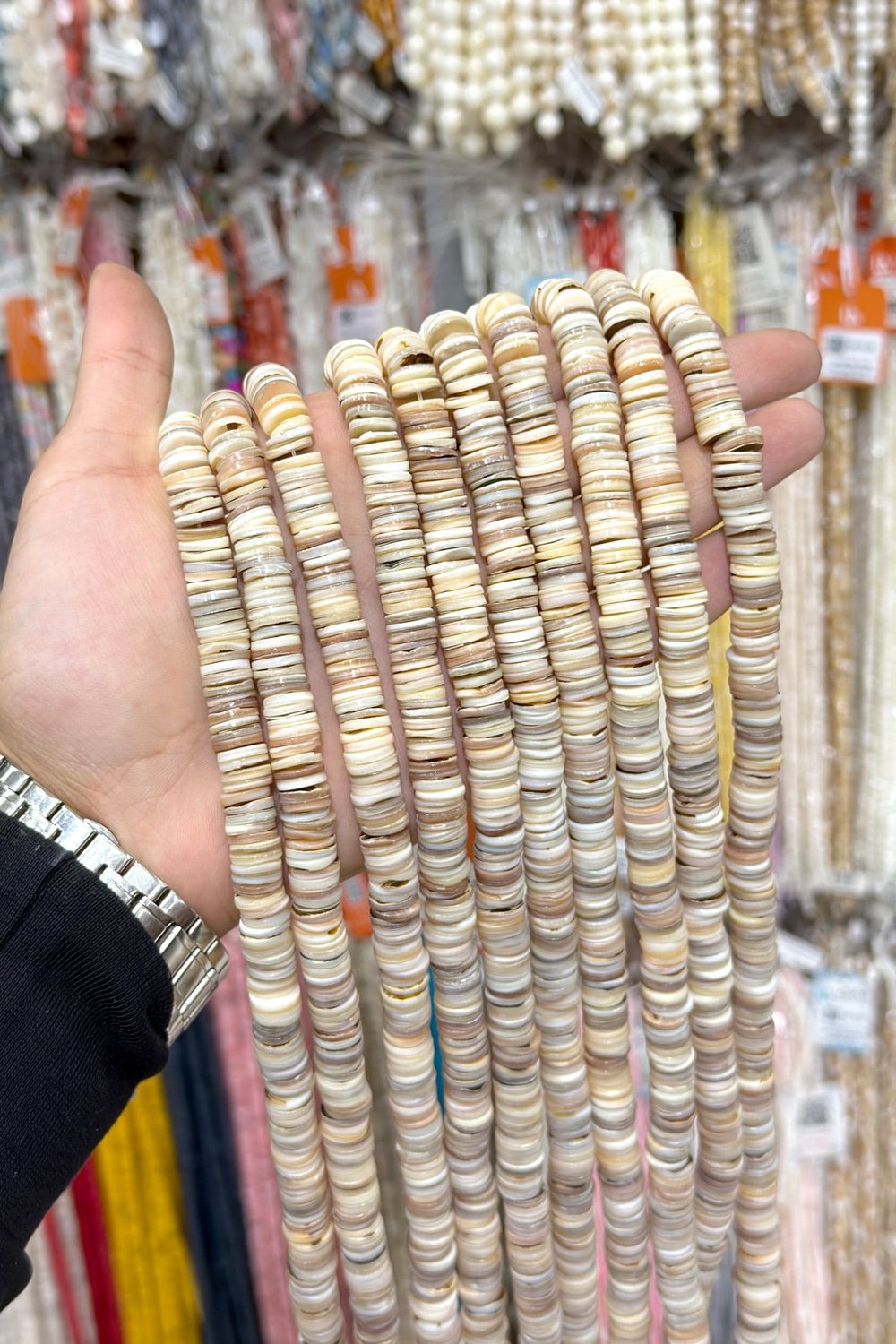 Sedef Taşı Rondela Kesim Beyaz 10x2mm Doğal Taş Dizi
